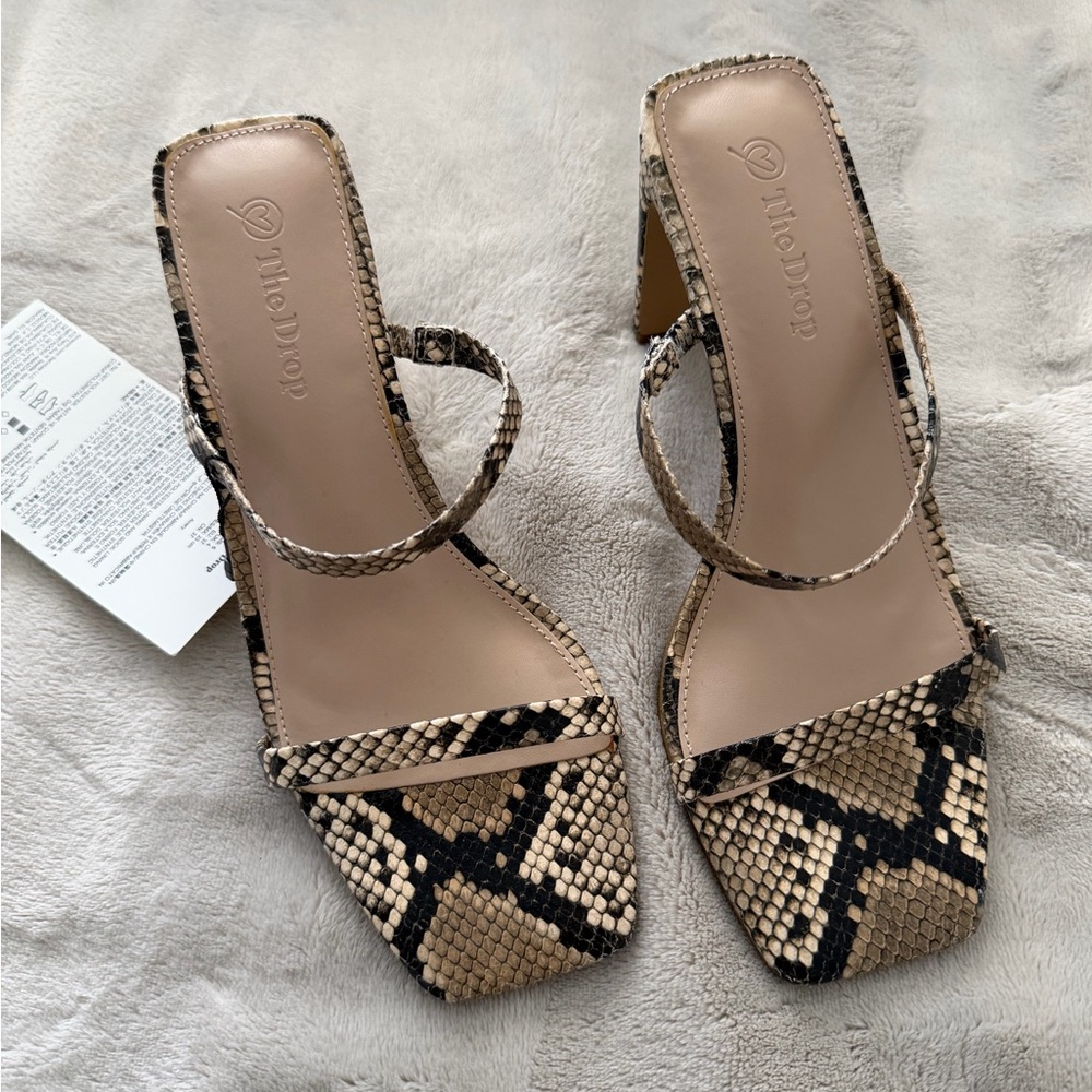 The Drop Women's Tan and Black Snakeskin Heels